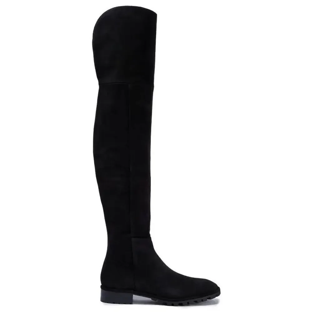 Stuart Weitzman Womens Suede Amber Over-The-Knee Flat Boots Black Size 8